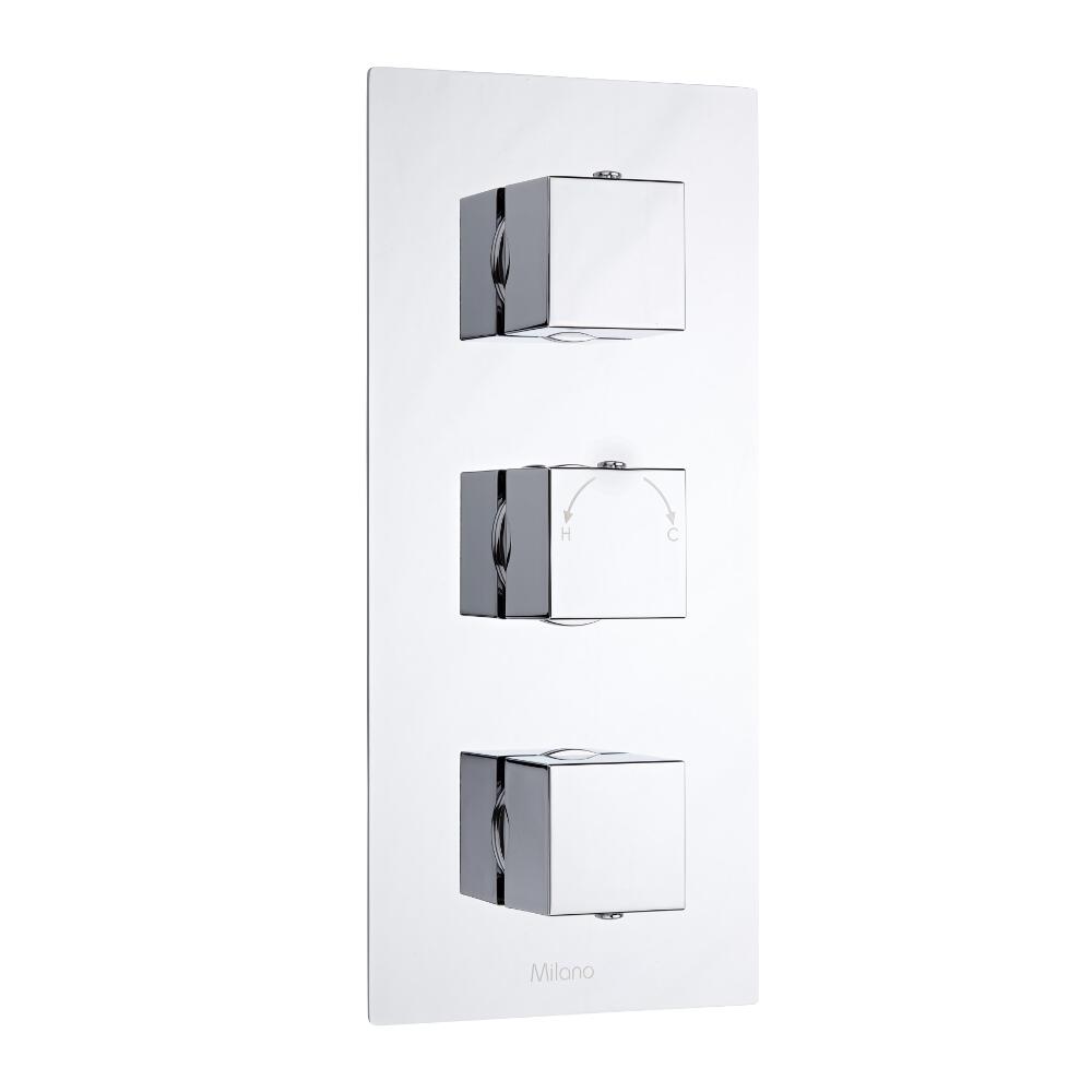 Milano Arvo Square Triple Diverter Thermostatic Shower Valve - 3 Outlets Standard Plate