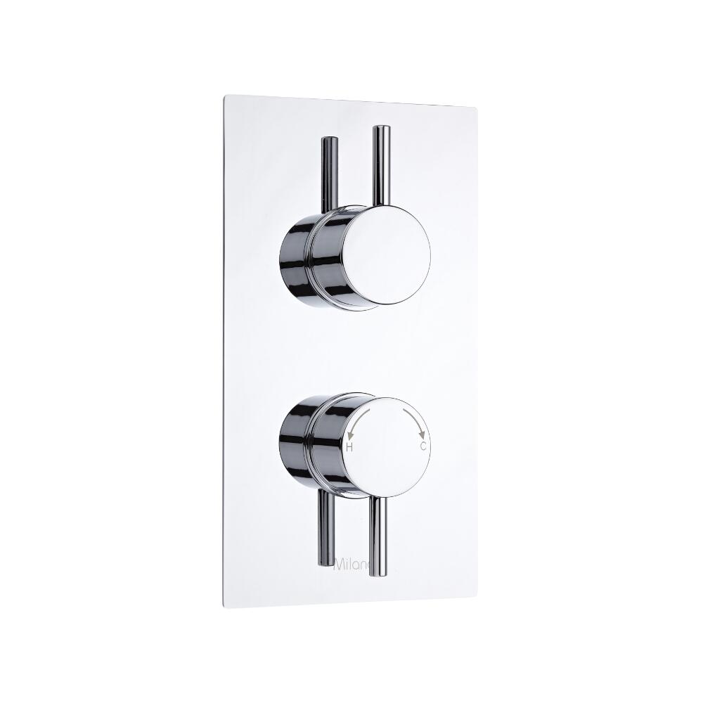 Milano Como Round Twin Diverter Thermostatic Shower Valve - 2 Outlets Standard Plate