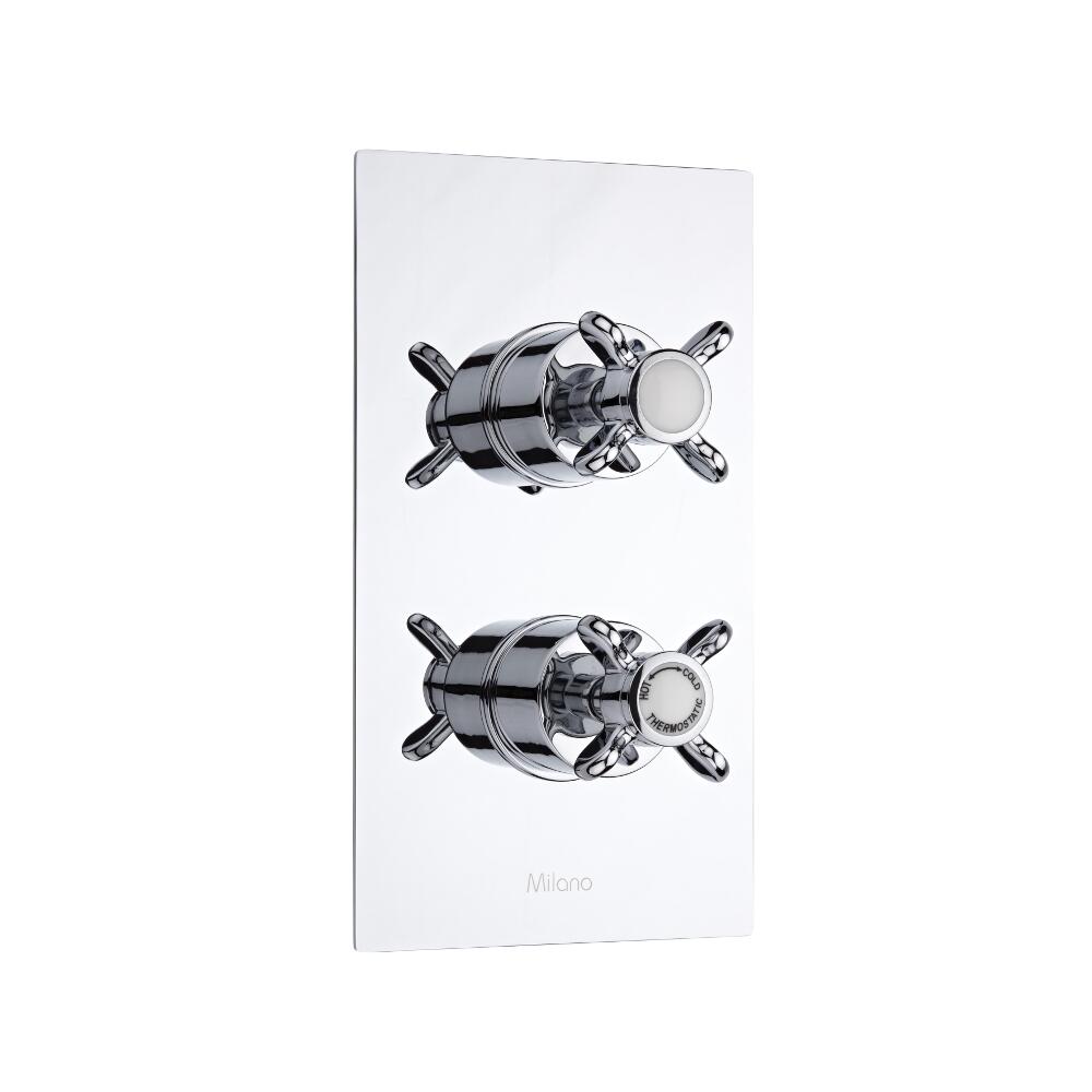 Milano Vico Traditional Twin Thermostatic Shower Valve - 1 Outlet Standard Plate