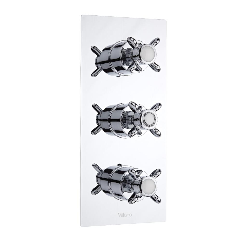 Milano Vico Traditional Triple Thermostatic Shower Valve - 2 Outlets Standard Plate
