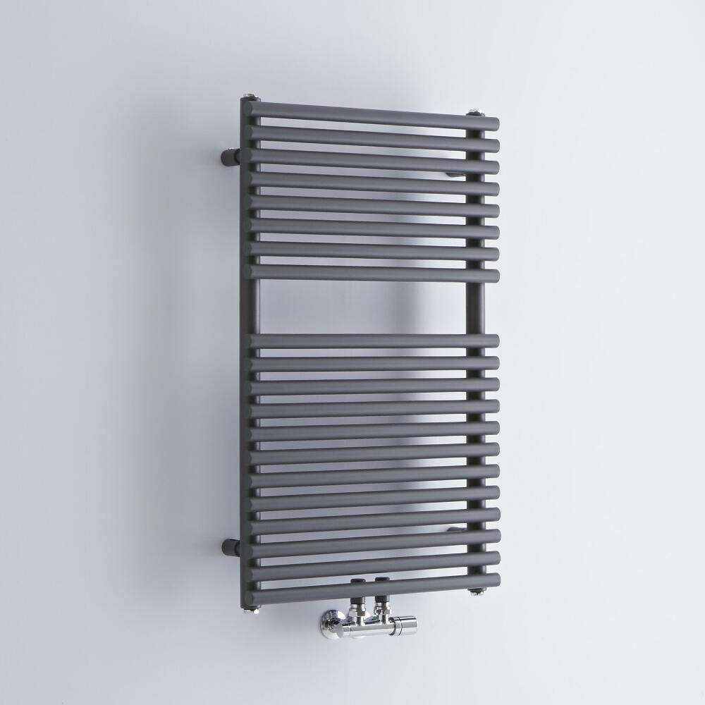 Milano Via - Anthracite Bar on Bar Central Connection Heated Towel Rail - 835mm x 500mm