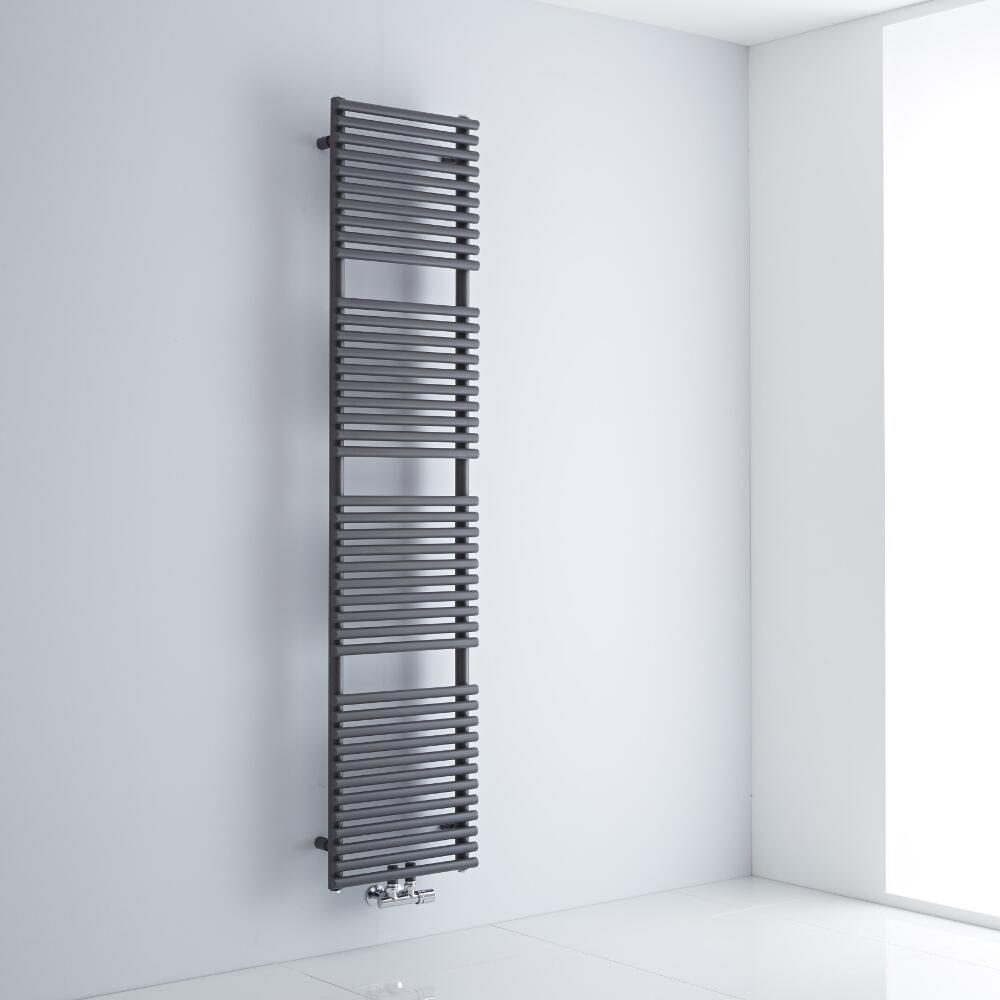 Milano Via - Anthracite Bar on Bar Central Connection Heated Towel Rail - 1800mm x 400mm