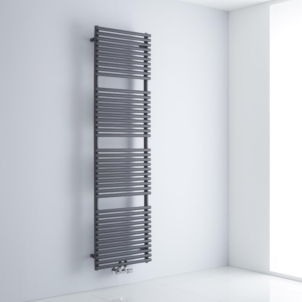 Milano Via - Anthracite Bar on Bar Central Connection Heated Towel Rail - 1800mm x 500mm