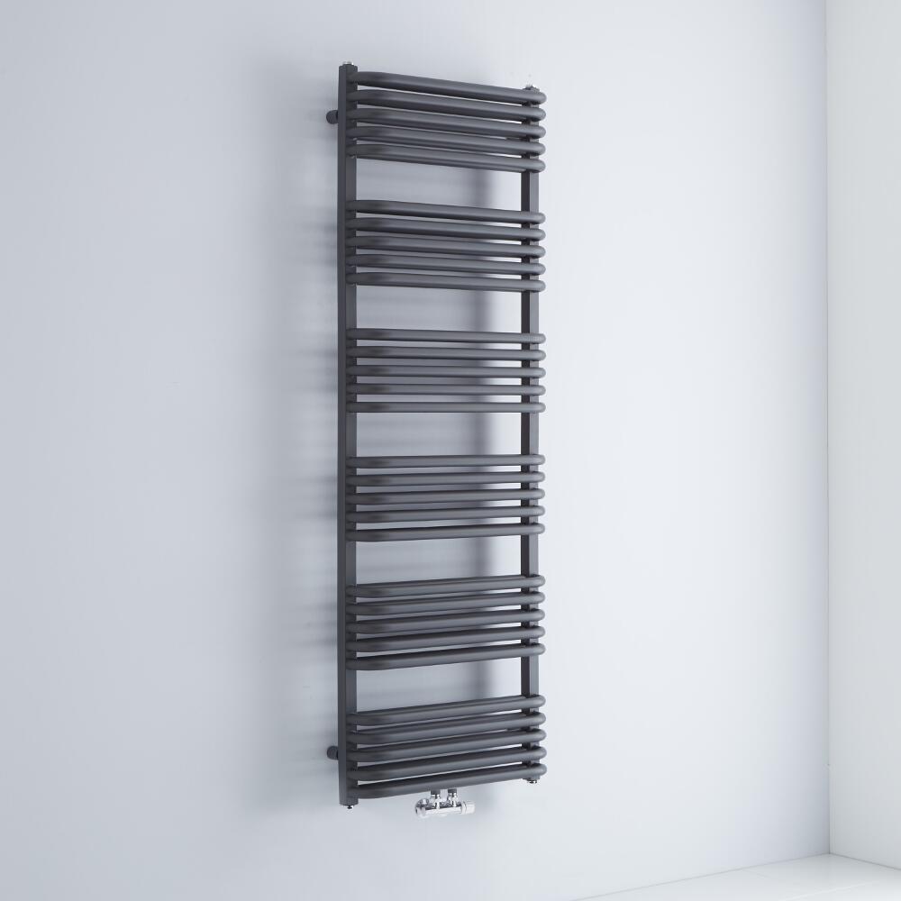 Milano Bow - Anthracite D-Bar Central Connection Heated Towel Rail - 1533mm x 500mm