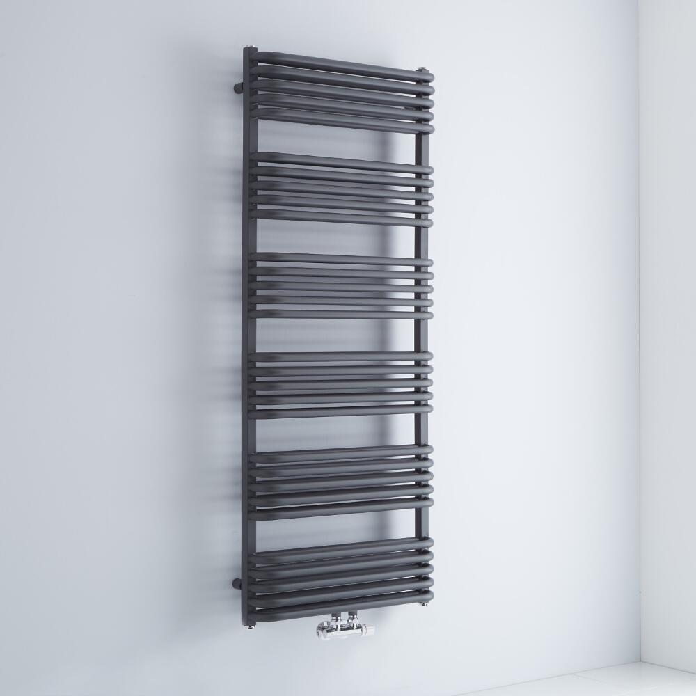 Milano Bow - Anthracite D-Bar Central Connection Heated Towel Rail - 1533mm x 600mm