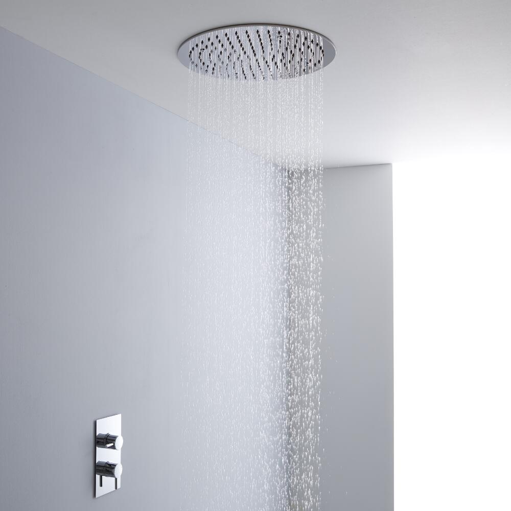 Milano 400mm Round Ceiling Tile Fixed Shower Head Chrome