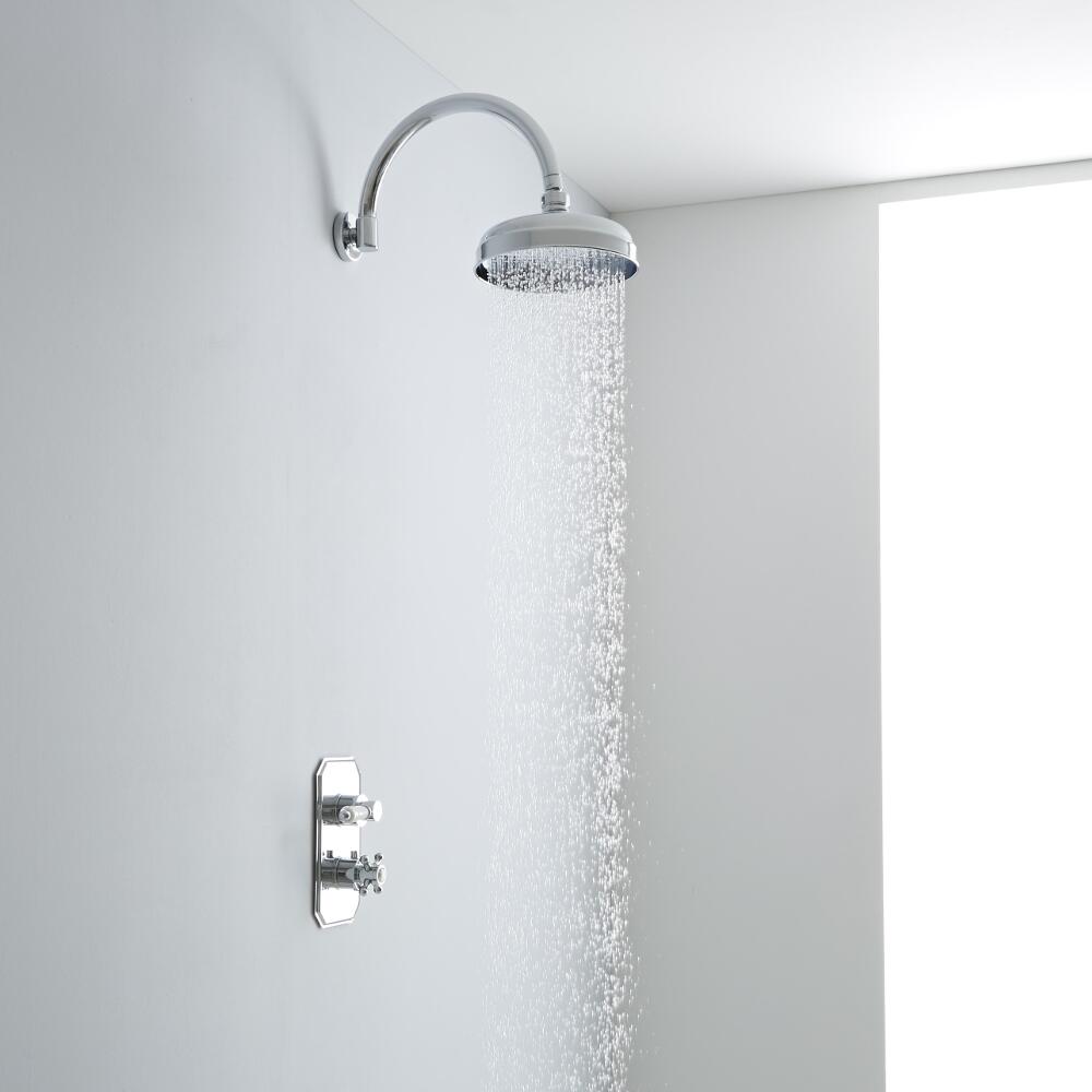 Milano Traditional Thermostatic One Outlet Shower with 200mm Apron Head & Curved Arm