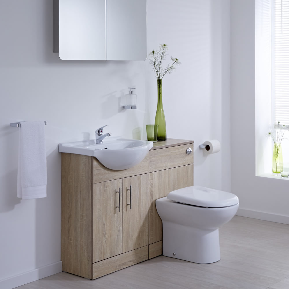 Milano Classic Oak - 1140mm Vanity and WC Combination Unit with Tap & Waste
