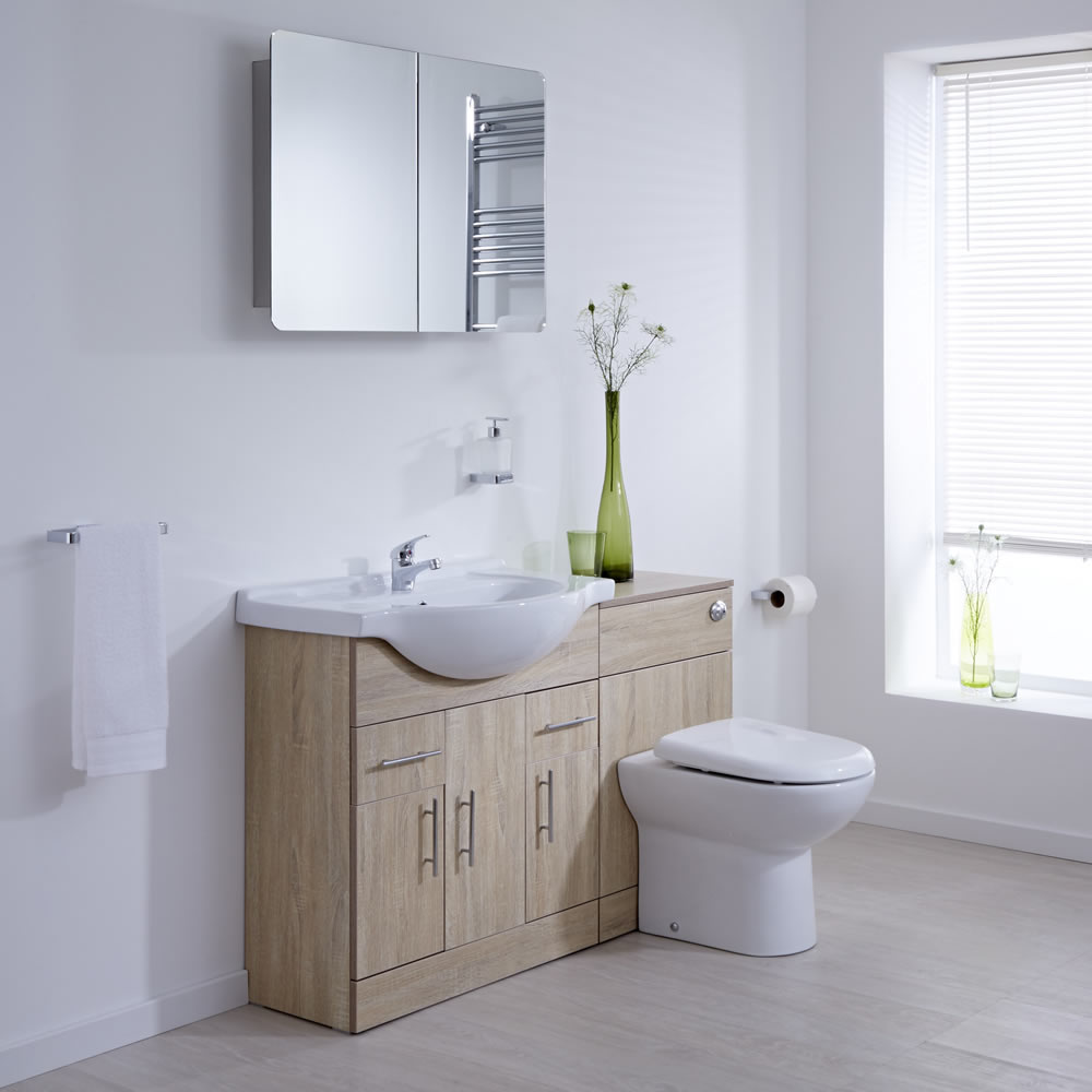 Milano Classic Oak 1340mm Vanity and WC Combination Unit With Tap & Waste