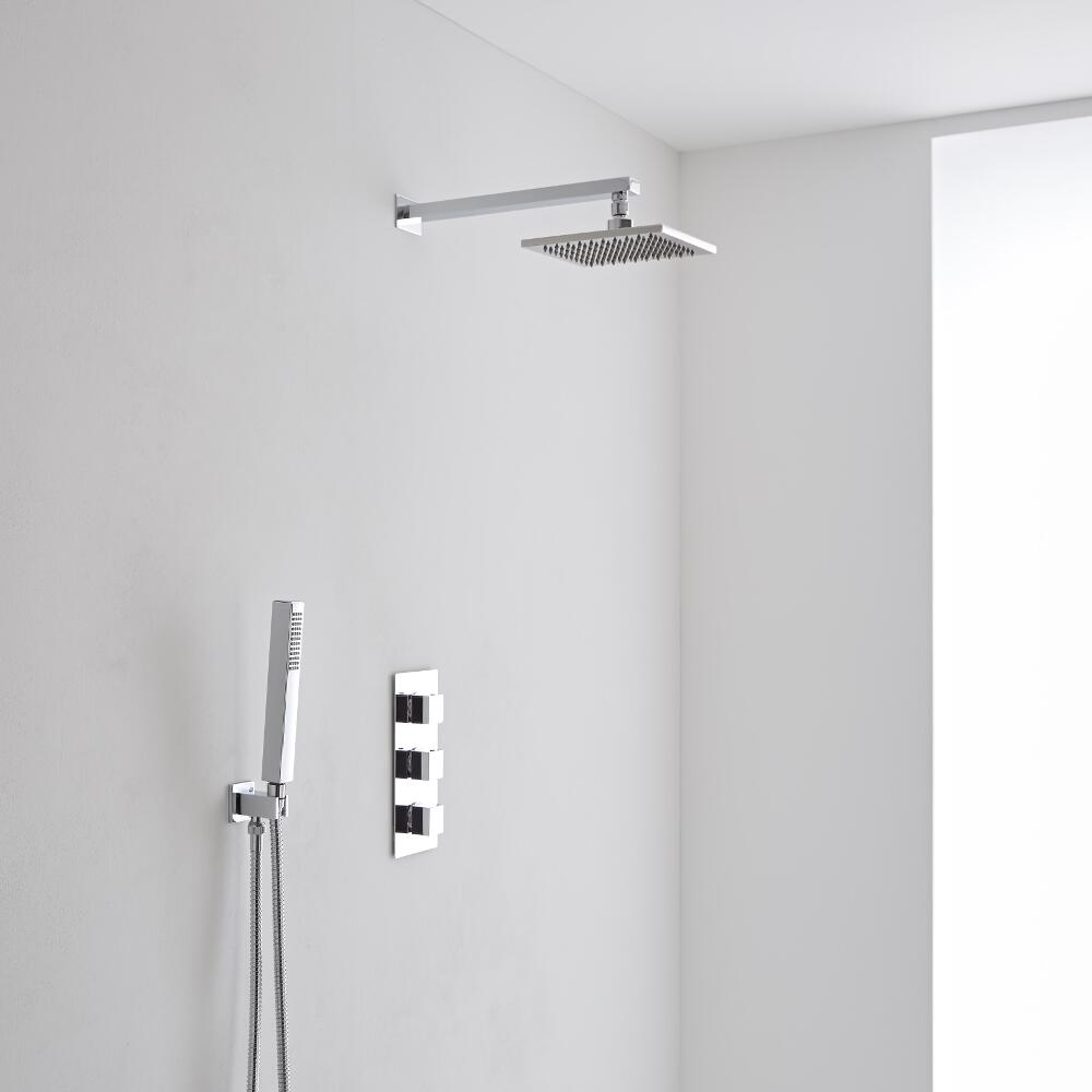 Milano Square Wall Mounted 200mm Triple Shower Valve