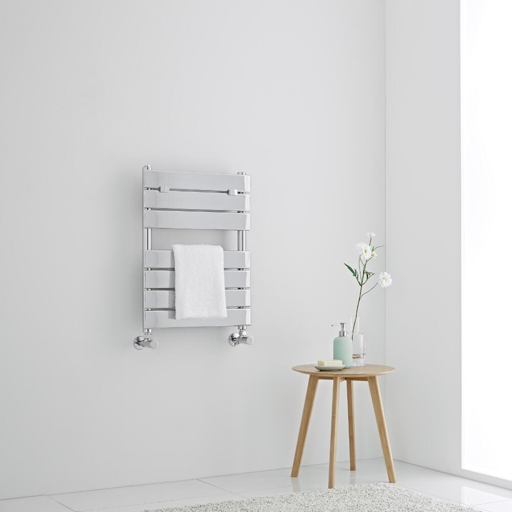 Milano Lustro - Chrome Flat Panel Designer Heated Towel Rail - 620mm x 455mm