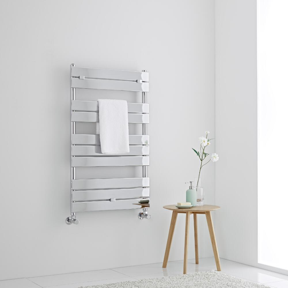 Milano Lustro - Chrome Flat Panel Designer Heated Towel Rail - 1000mm x 600mm