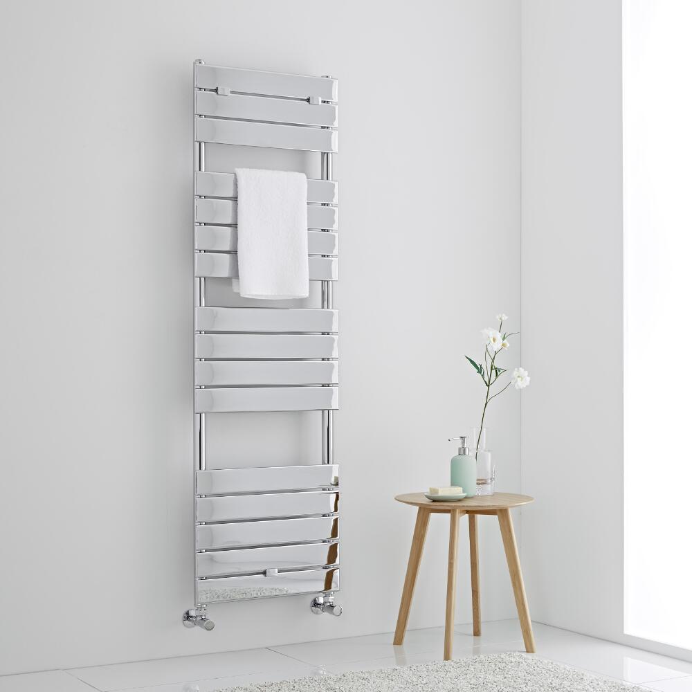 Milano Lustro - Chrome Flat Panel Designer Heated Towel Rail - 1512mm x 450mm