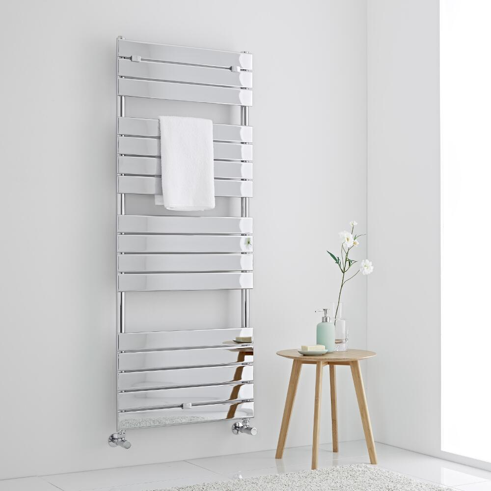 Milano Lustro - Chrome Flat Panel Designer Heated Towel Rail - 1512mm x 600mm
