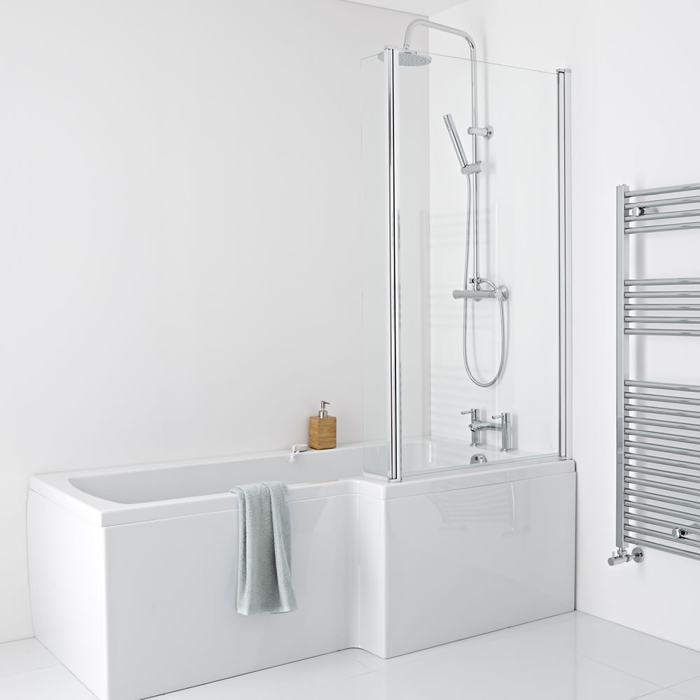 Milano - 1700 x 850mm Square Shower Bath with Panels and Screen - Right Hand