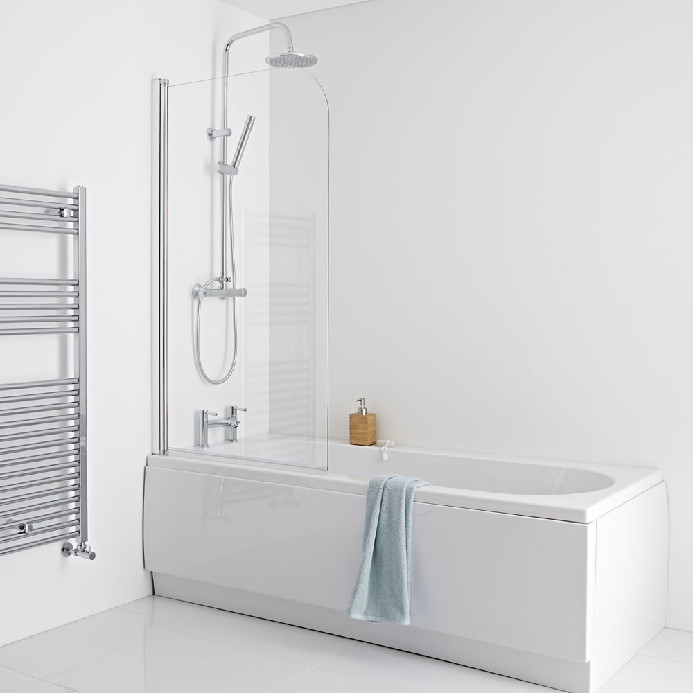 Milano - 1700 x 700mm Straight Shower Bath with Panels and Screen