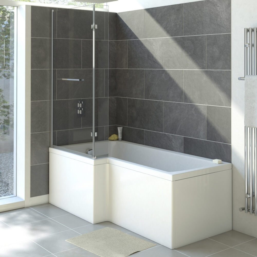 Milano - 1700 x 850mm Square Shower Bath with Panels - Left Hand