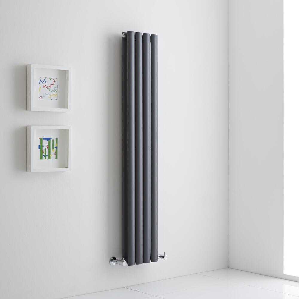 Milano Aruba Aiko - Anthracite Vertical Designer Radiator - 1400mm x 236mm (Double Panel)
