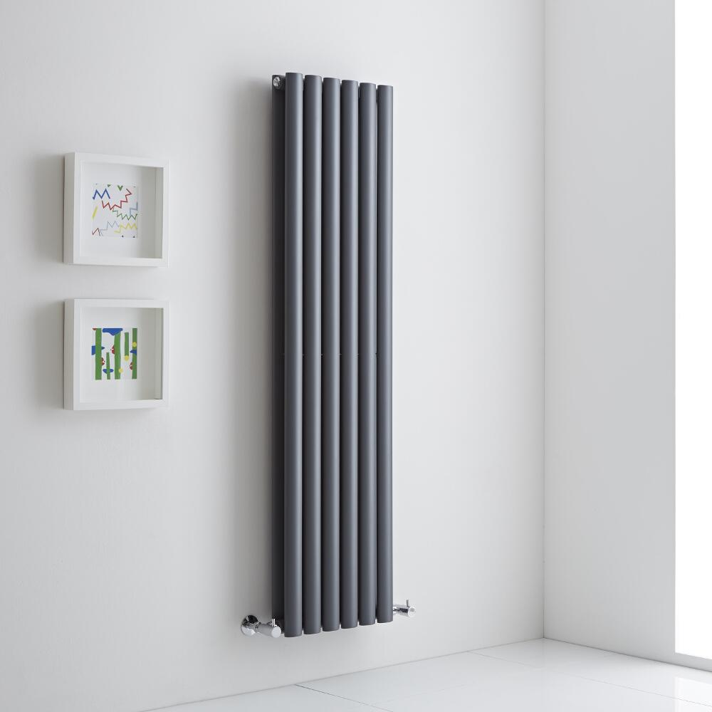 Milano Aruba Aiko - Anthracite Vertical Designer Radiator - 1400mm x 354mm (Double Panel)