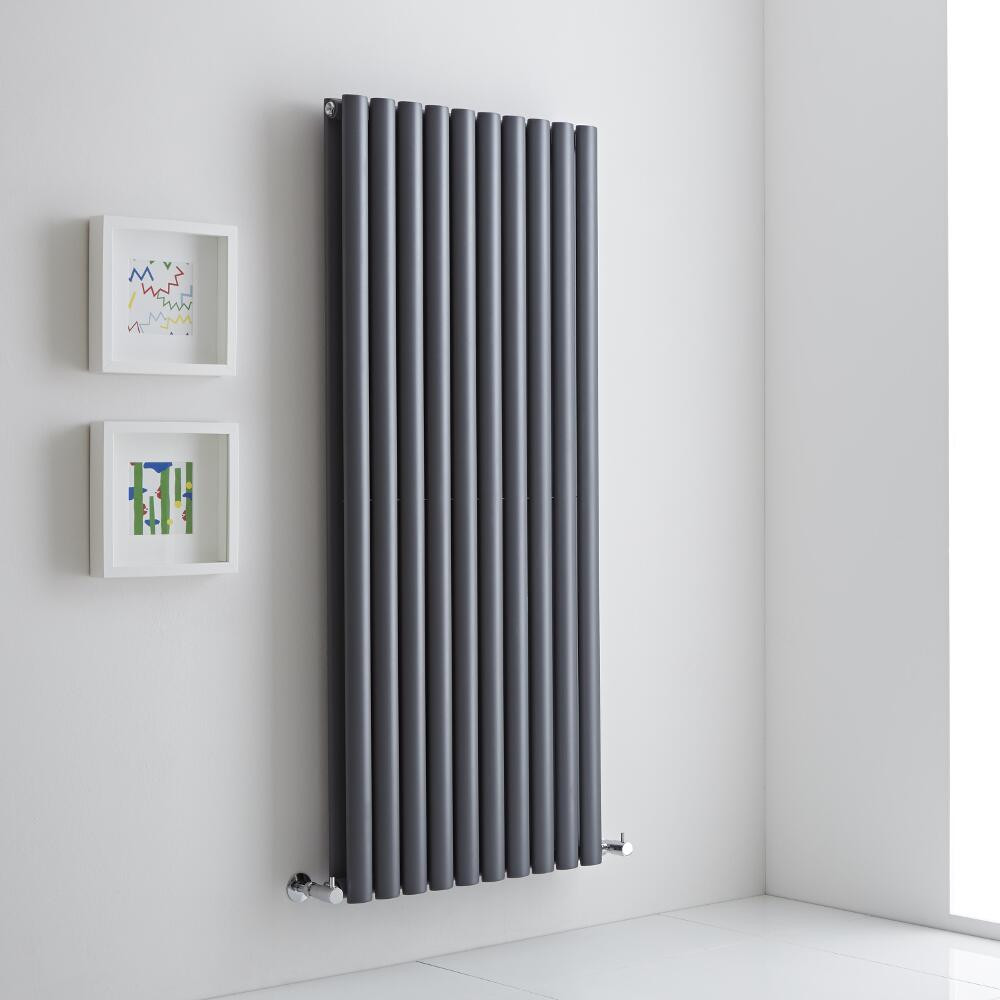 Milano Aruba Aiko - Anthracite Vertical Designer Radiator - 1400mm x 590mm (Double Panel)