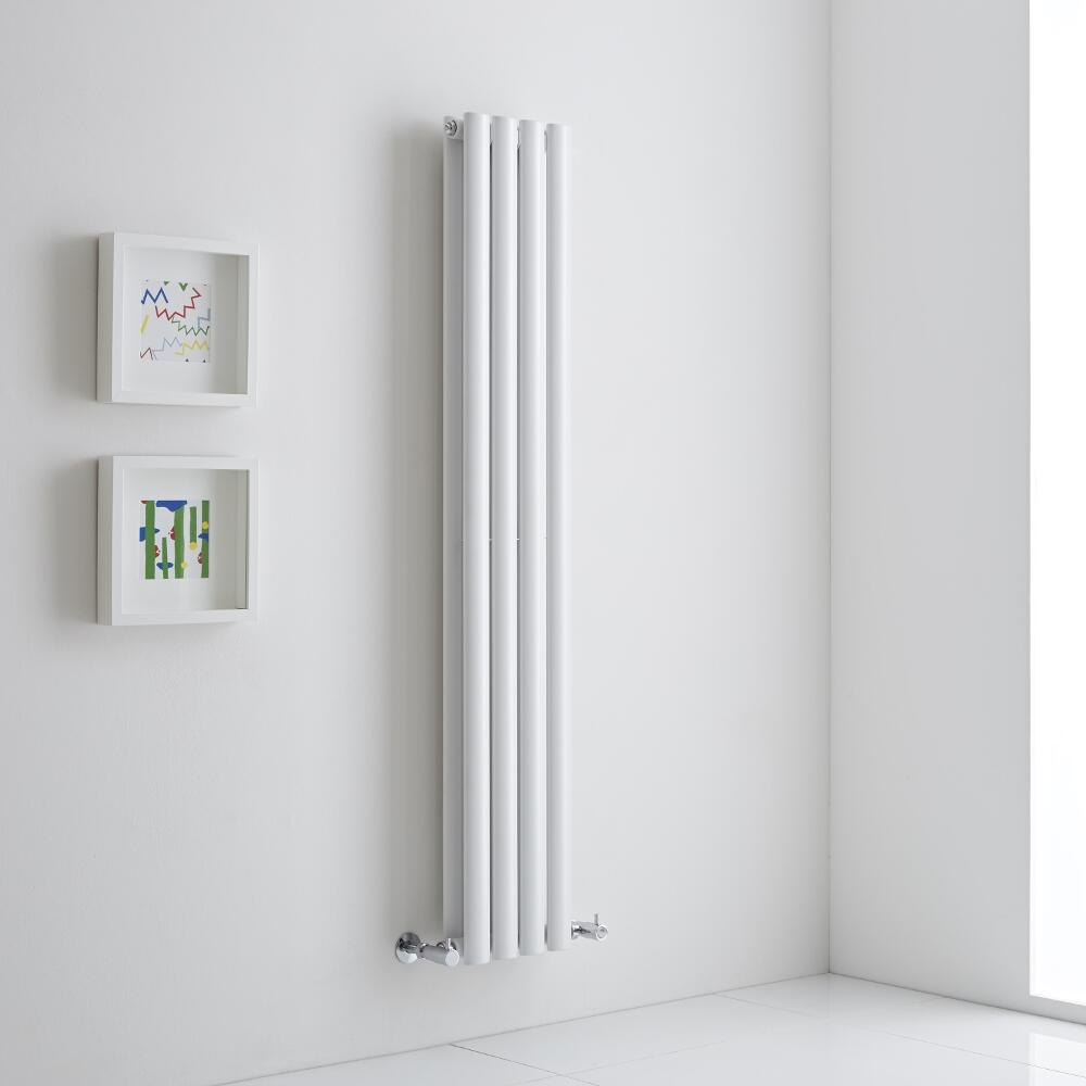 Milano Aruba Aiko - White Vertical Designer Radiator - 1400mm x 236mm (Double Panel)