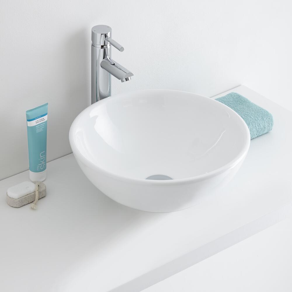Milano Irwell - Round Ceramic Countertop Basin 400mm