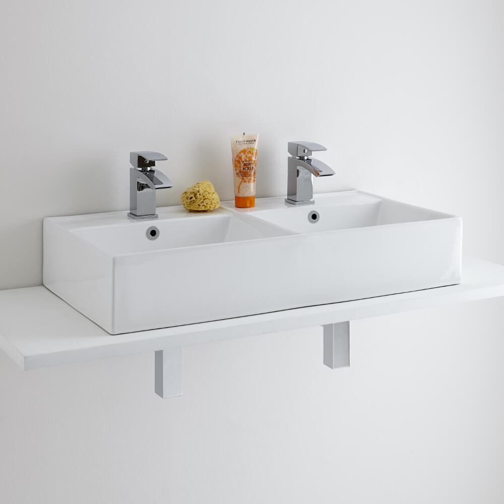 Milano Dalton - Double Ceramic Countertop Basin 820 x 420mm