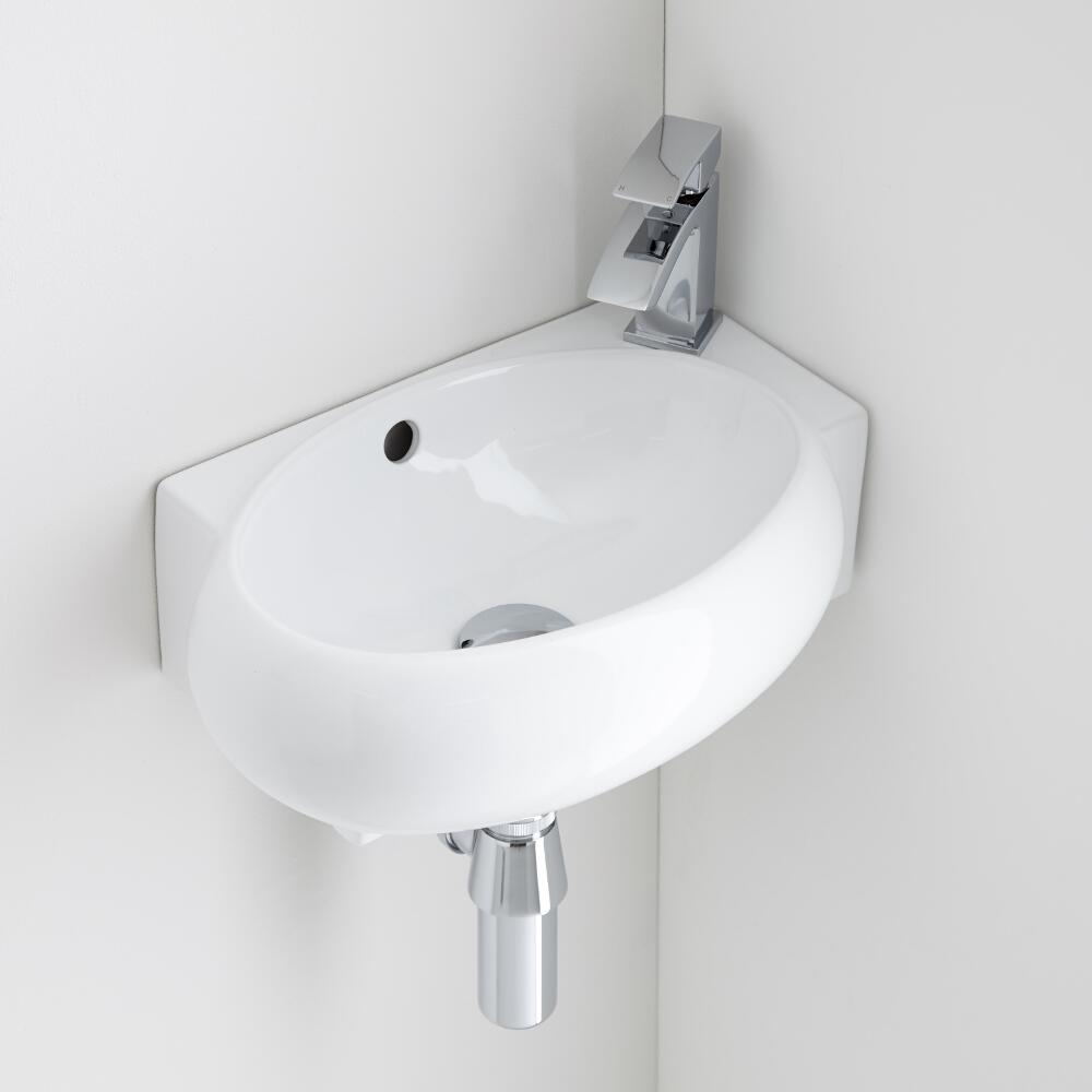 Milano Irwell - Ceramic Wall Hung Corner Basin 430 x 280mm