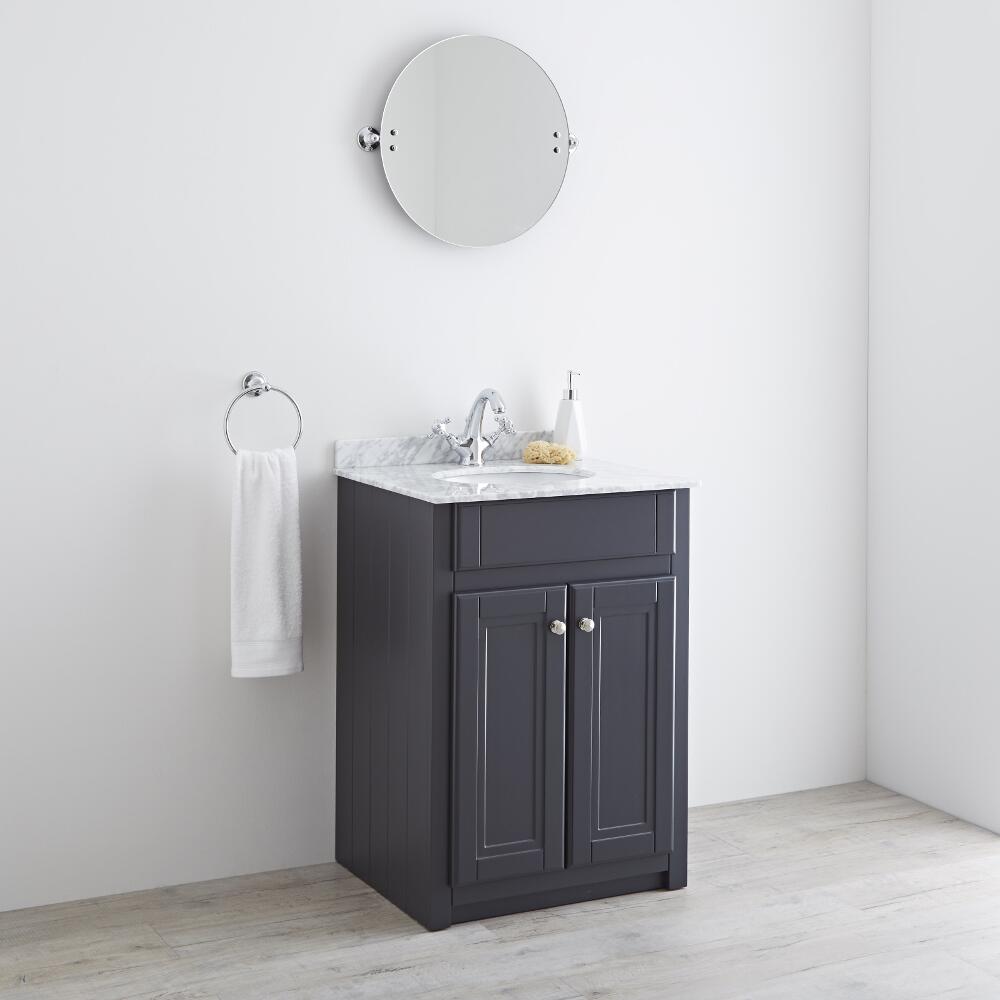 Milano Edgworth 600mm Traditional Vanity Unit with Basin - Anthracite