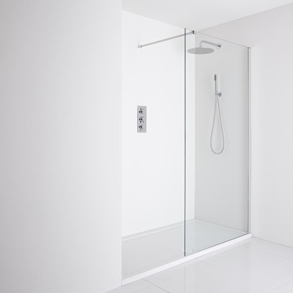Milano Portland Recessed Walk-In Shower Enclosure (1600 x 800mm) - Inc. Tray
