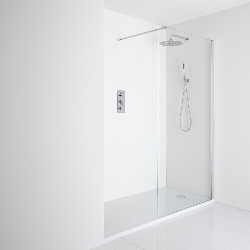 Milano Portland Recessed Walk-In Shower Enclosure (1600 x 800mm) - Inc. Walk-in Tray