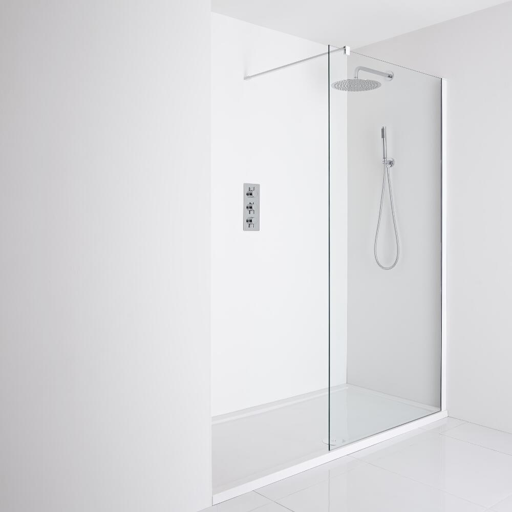 Milano Bianco Recessed Walk-In Shower Enclosure (1400 x 800mm) - Inc. Tray