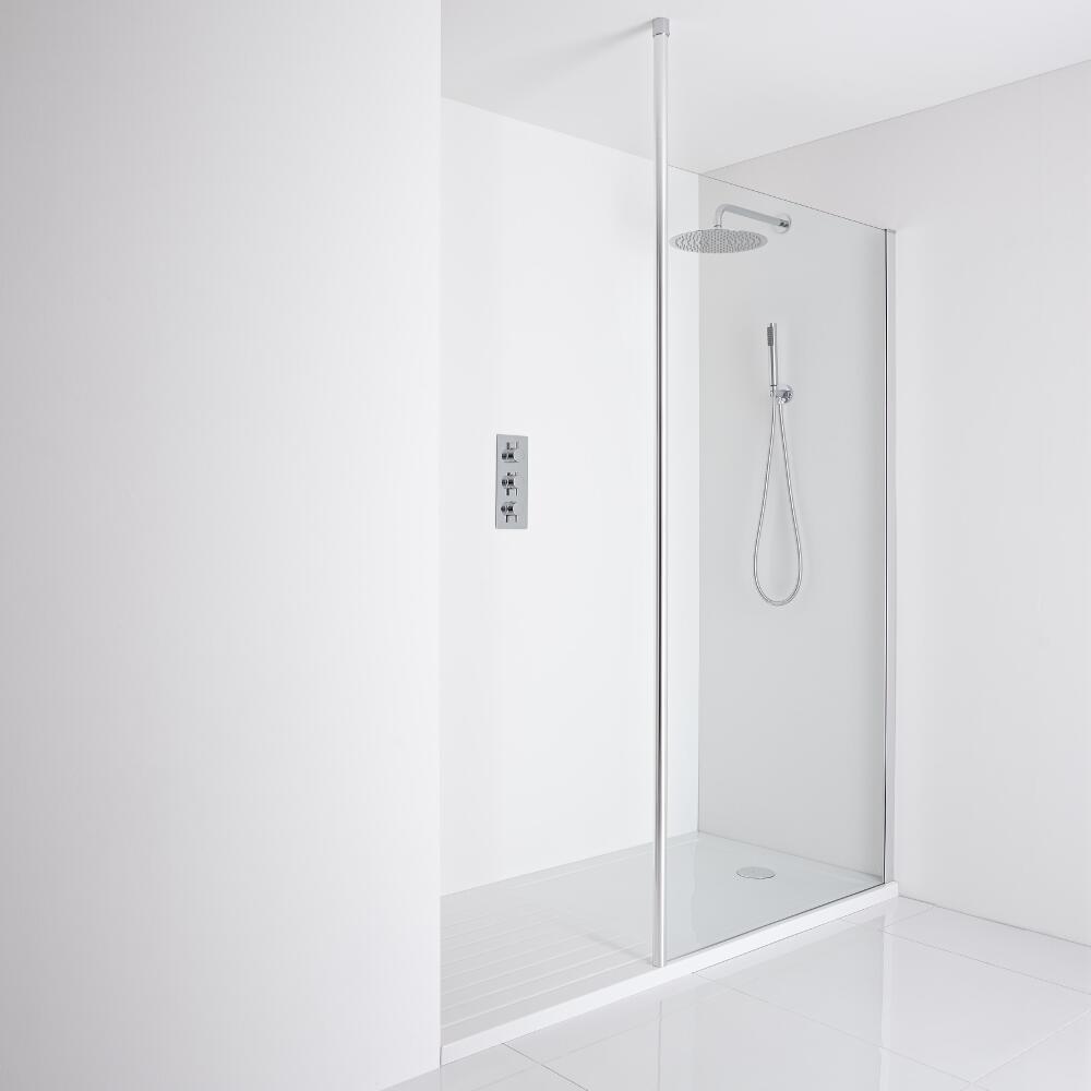 Milano Alto Recessed Walk-In Shower Enclosure (1600 x 800mm) - Inc. Walk-In Tray
