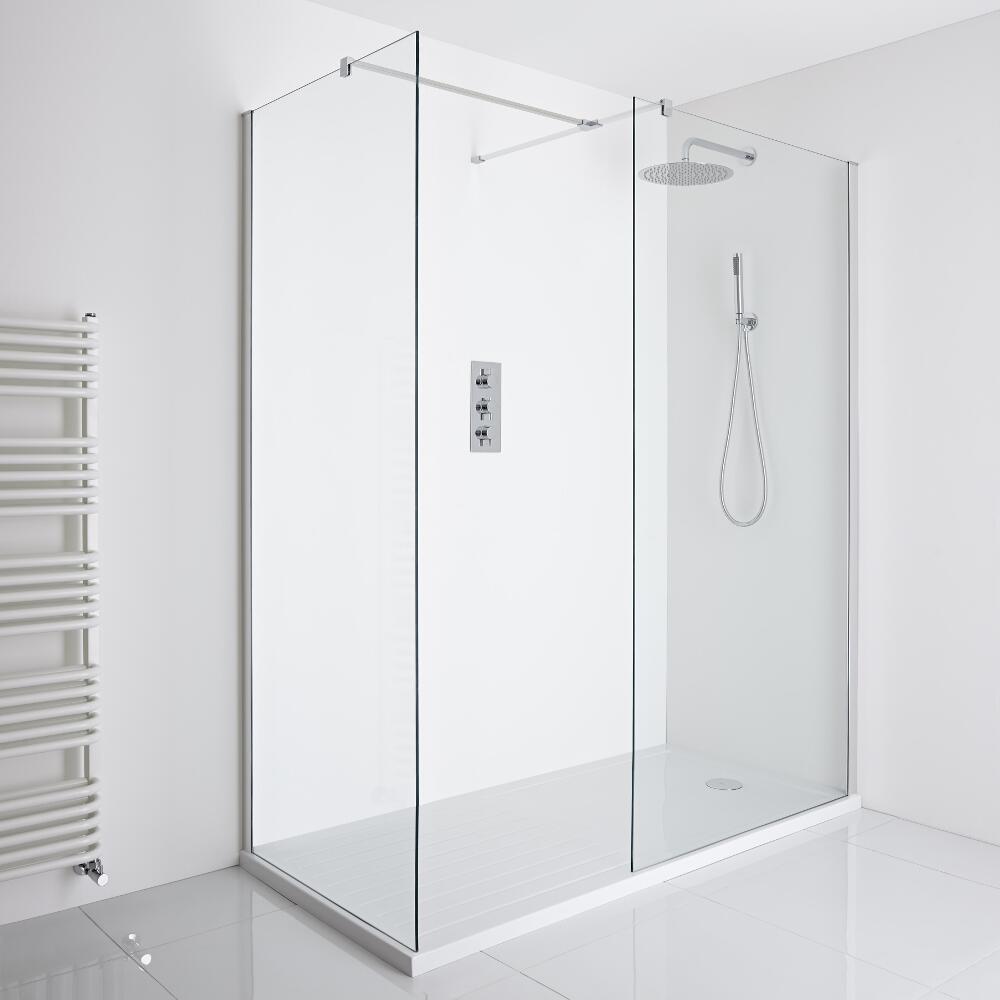 Milano Portland Corner Walk-In Shower Enclosure (1600 x 800mm) - Inc. Walk-in Tray