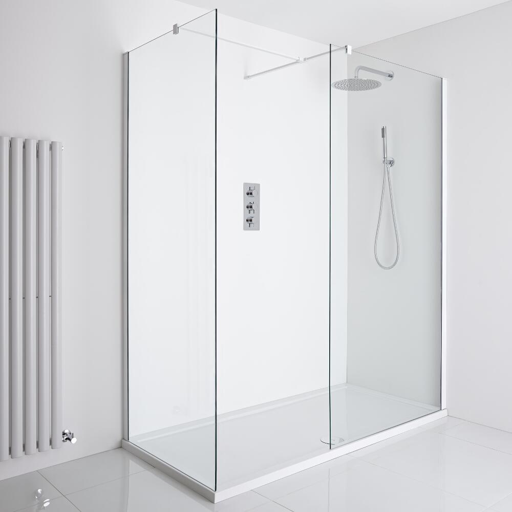 Milano Bianco Corner Walk-In Shower Enclosure (1400 x 800mm) - Inc. Tray