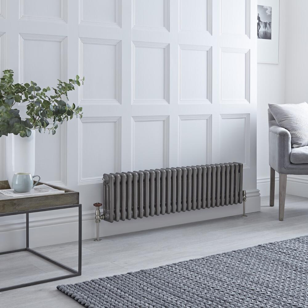 Milano Windsor - Traditional Lacqured Raw Metal Vertical Column Radiator - 300mm x 1193mm (Triple Column)
