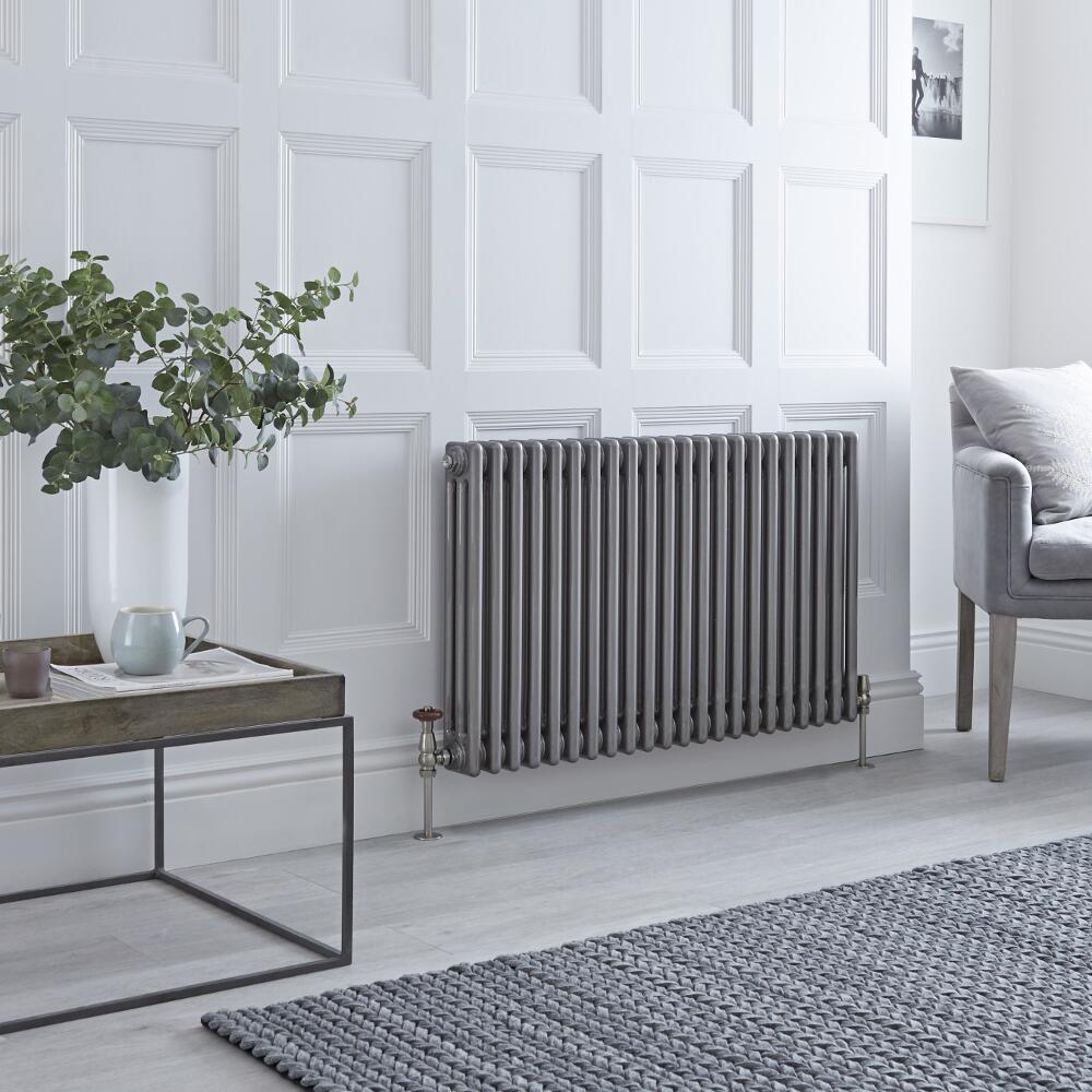Milano Windsor - Traditional Lacqured Raw Metal Vertical Column Radiator - 600mm x 1013mm (Triple Column)