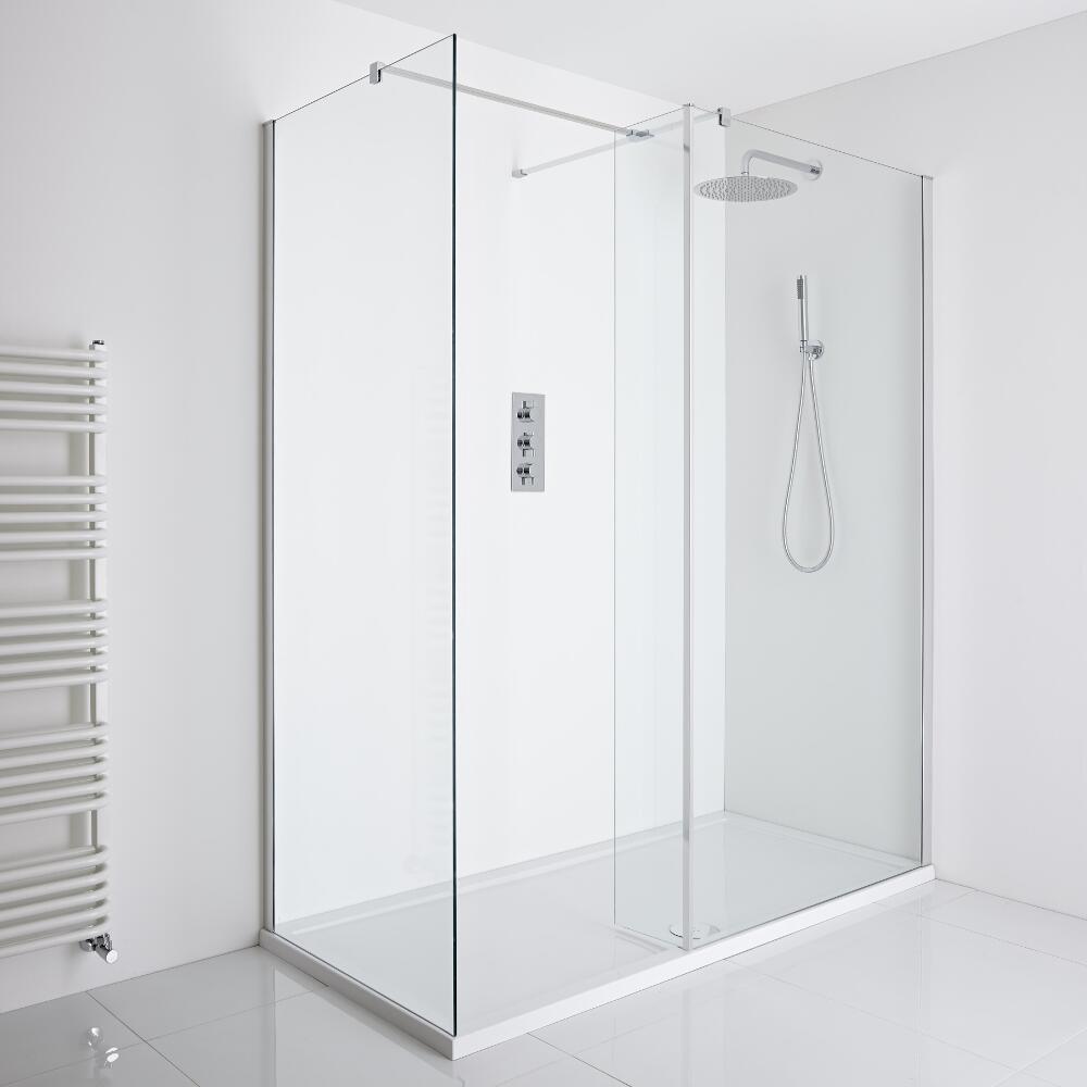 Milano Portland Corner Walk-In Shower Enclosure (1600 x 800mm) - Inc. Tray & Return Panel