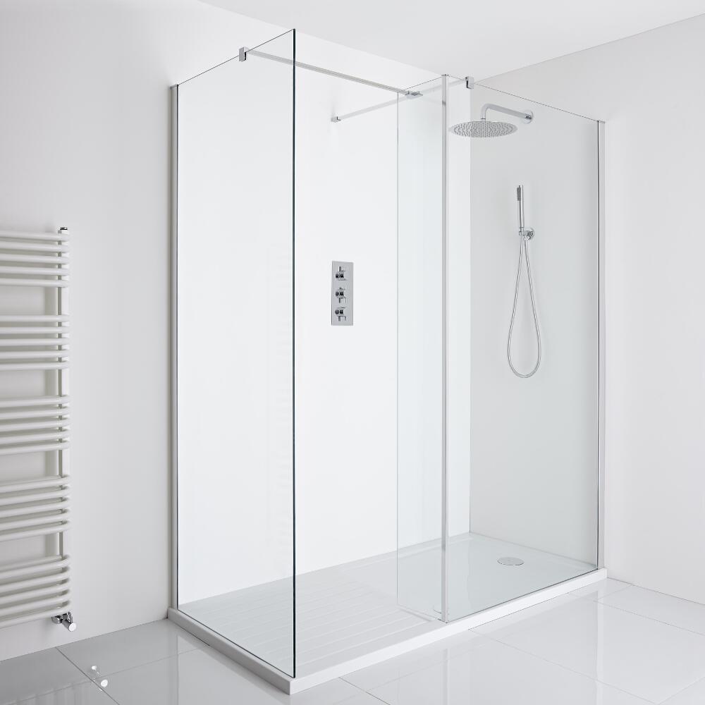 Milano Portland Corner Walk-In Shower Enclosure (1700 x 800mm) - Inc. Walk-in Tray & Return Panel