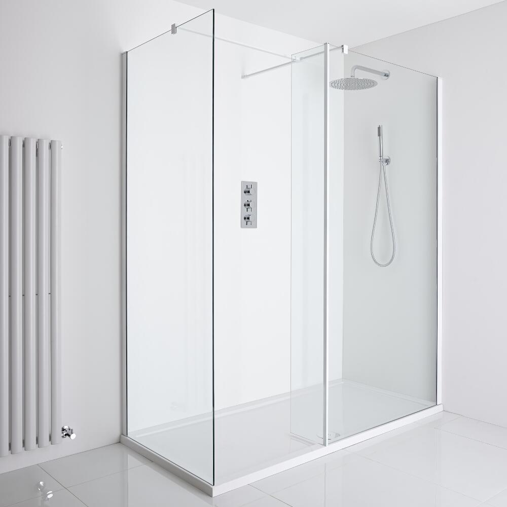 Milano Bianco Corner Walk-In Shower Enclosure (1700 x 800mm) - Inc. Tray & Return Panel