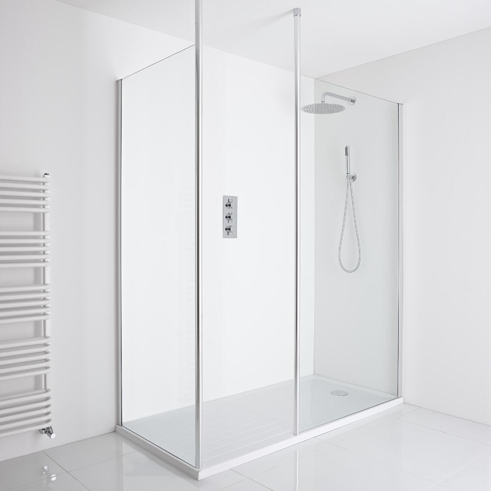 Milano Alto Corner Walk-In Shower Enclosure (1600 x 800mm) - Inc. Walk-In Tray