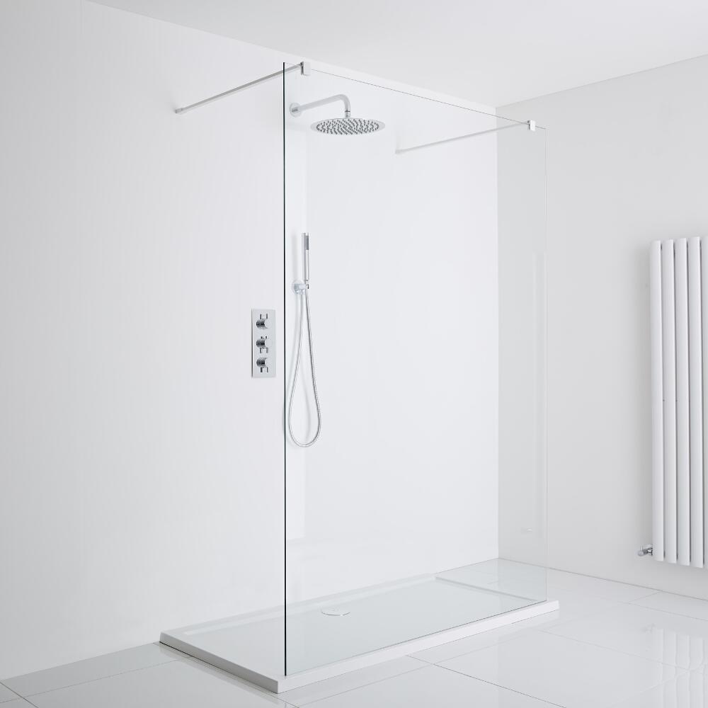 Milano Bianco Floating Walk-In Shower Enclosure (1400 x 800mm) - Inc. Tray