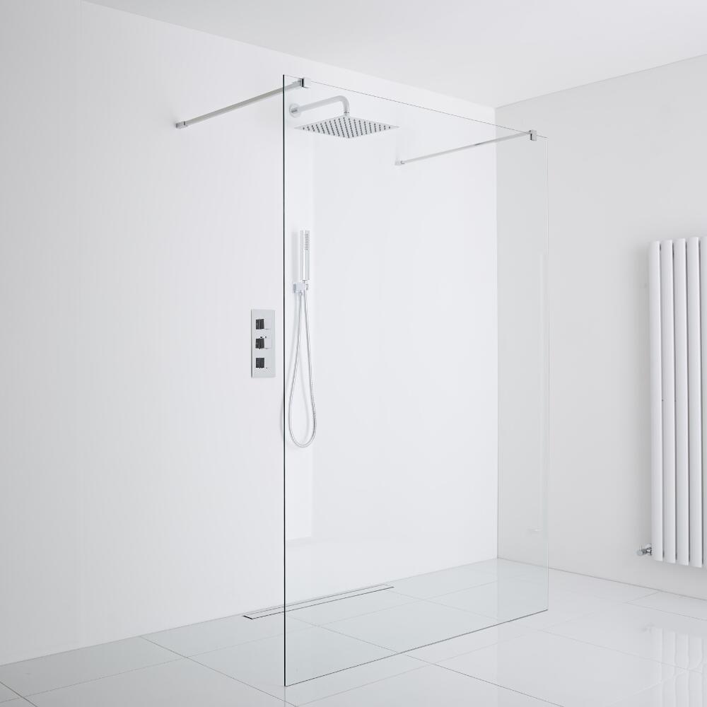 Milano Portland Floating Wet-Room Shower Enclosure (1400mm Glass) - Inc. Drain