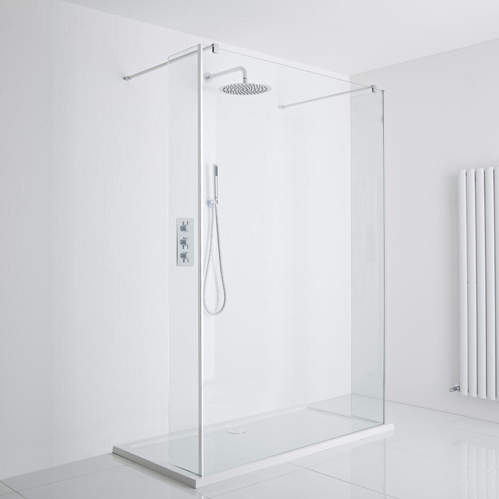 Milano Portland Floating Walk-In Shower Enclosure (1400 x 800mm) - Includes Tray