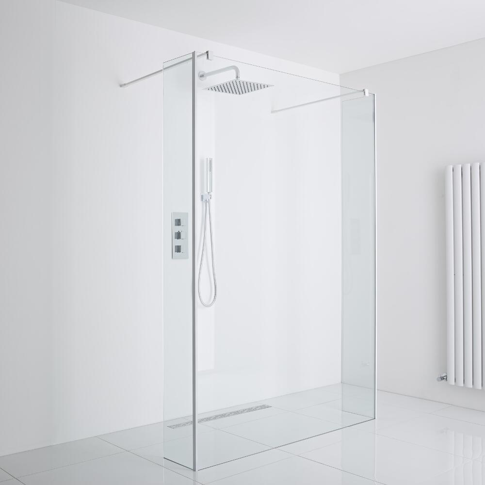 Milano Floating Wet-Room Shower Enclosure Including Drain (1400mm Glass)