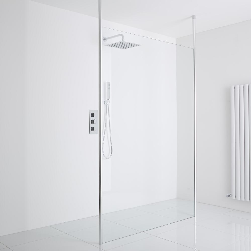 Milano Alto Floating Wet-Room Shower Enclosure (1400mm Glass) - Inc. Drain