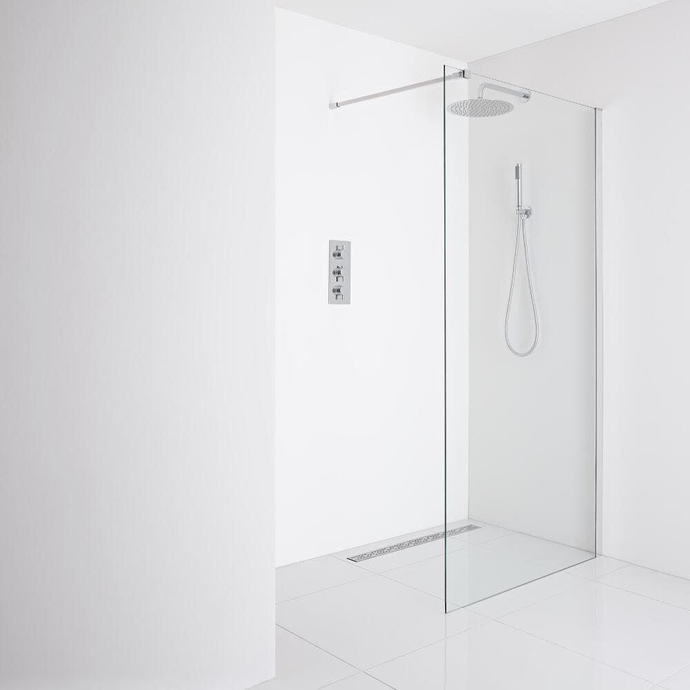 Milano Portland Recessed Wet-Room Shower Enclosure (900mm Glass) - Inc. Drain