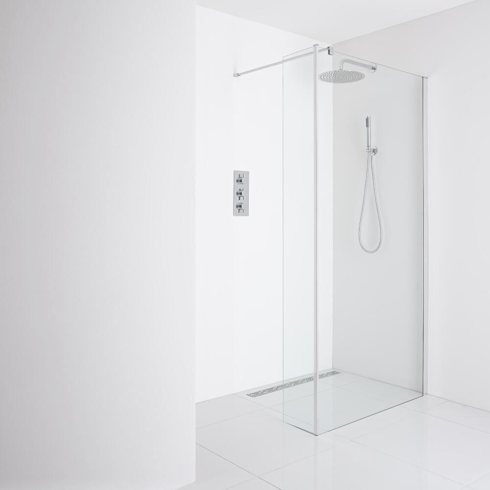 Milano Portland Recessed Wet-Room Shower Enclosure (1000mm Glass) - Inc. Drain & Return Panel