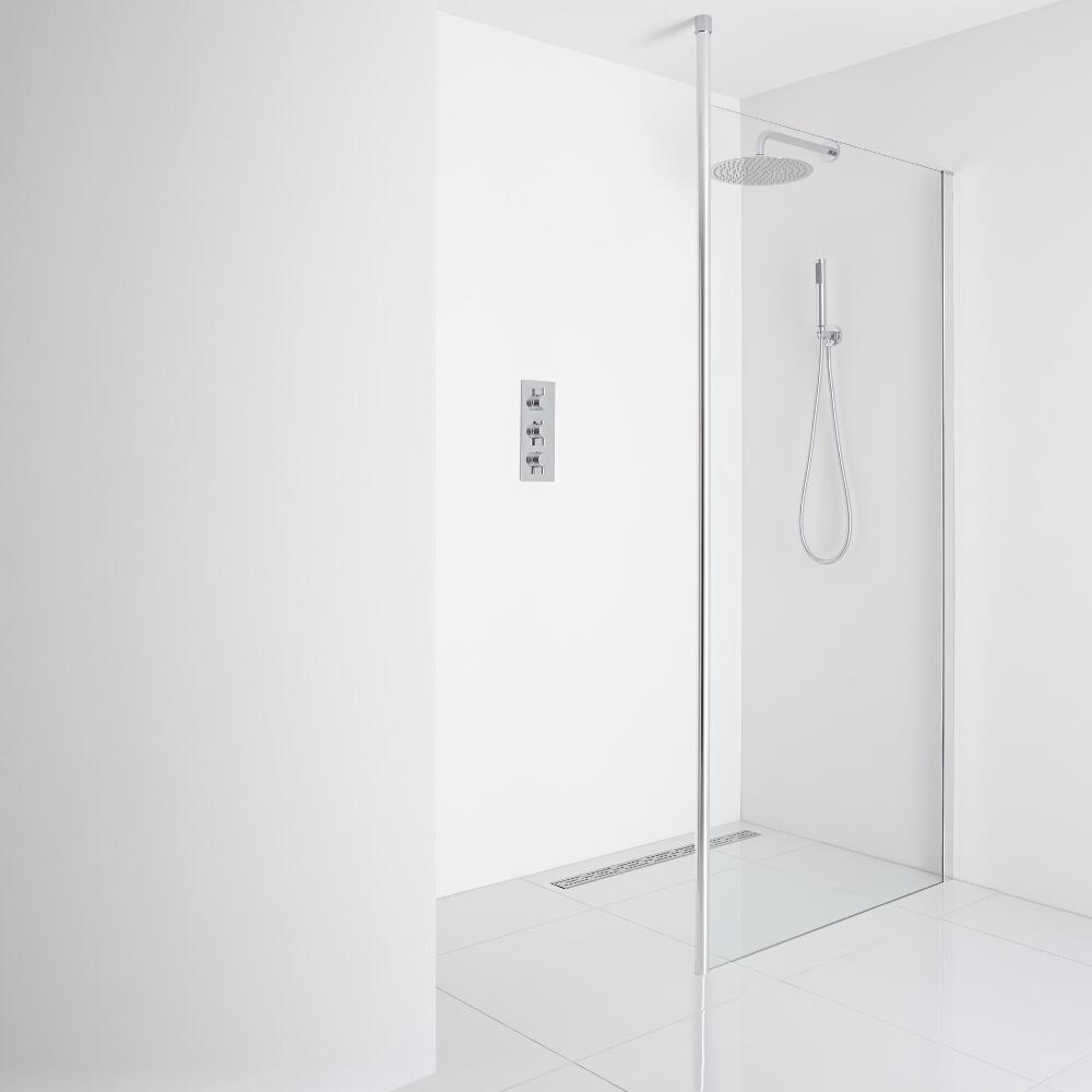 Milano Alto Recessed Wet-Room Shower Enclosure (900mm Glass) - Inc. Drain