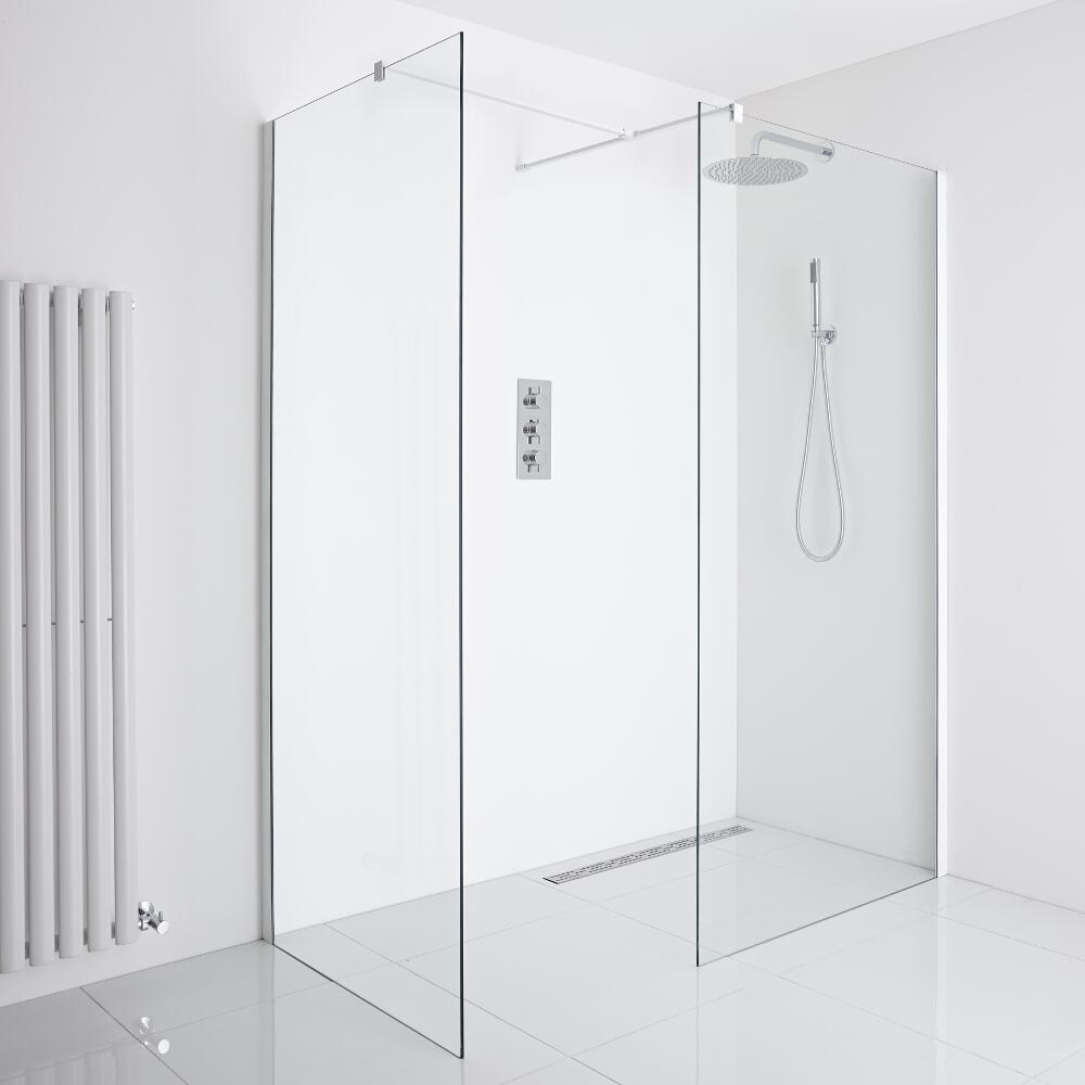 Milano Bianco Corner Wet-Room Shower Enclosure (1000mm x 900mm Glass) - Inc. Drain